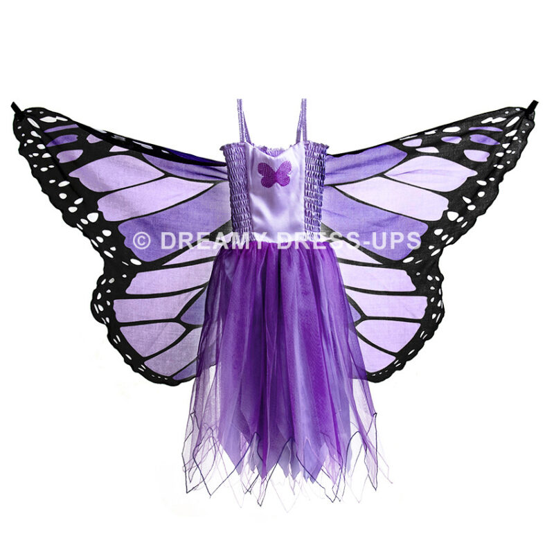 Dreamy Fly-Away Dress Purple Monarch Butterfly