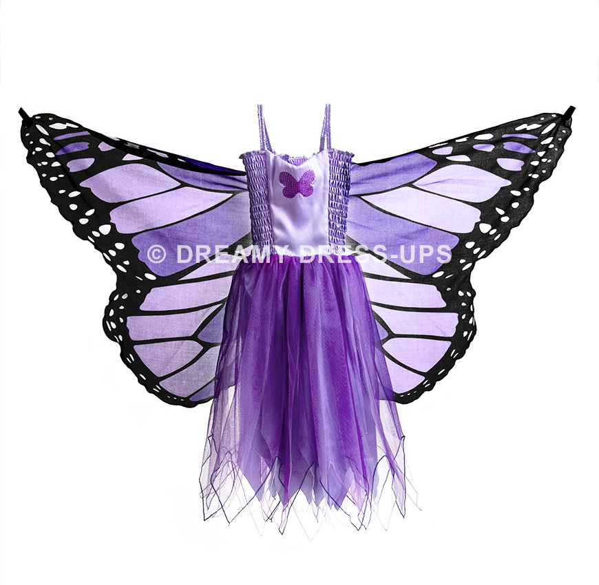 Dreamy Fly-Away Dress Purple Monarch Butterfly