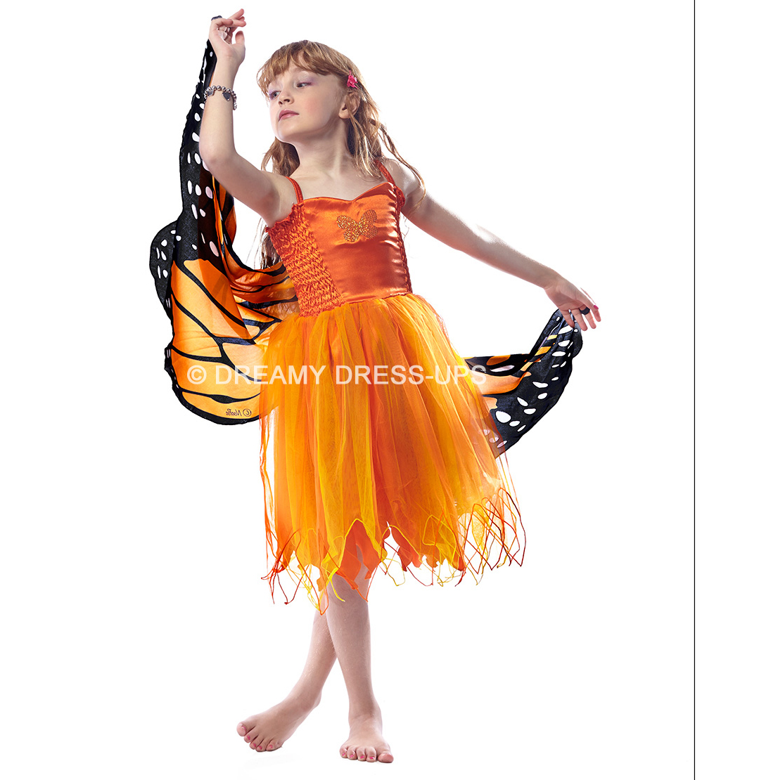 Dreamy Fly-Away Dress Orange Monarch Butterfly - Image 2