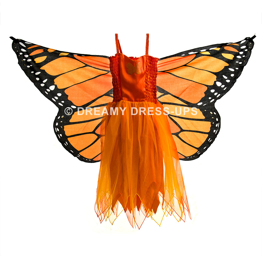 Dreamy Fly-Away Dress Orange Monarch Butterfly